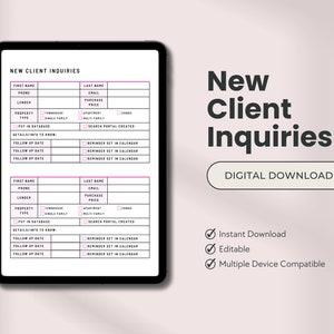 Real Estate New Client Tracker Digital Download Tool for Realtors