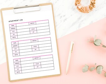 Real Estate Apartment Log Tracker and Planner Digital Download Tool for Realtors