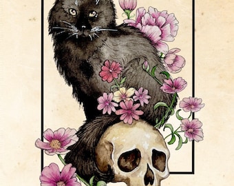 Growth and Decay Garden Cat Witch Familiar art print