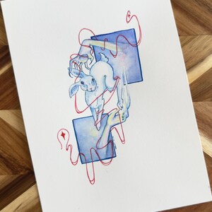 Ein Sprung des Glaubens Aquarell Illustration | Kaninchen Kunst | Fäden des Schicksals