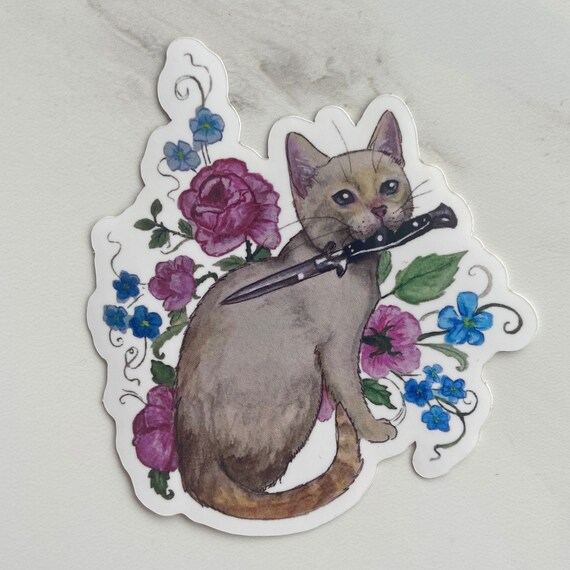 Switchblade Cat Vinyl Sticker Glossy Waterresistant Kitten Etsy