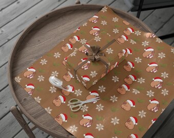 Cute Holiday Wrapping Paper for Gifts, Christmas Wrapping Paper, Eco-Friendly Gift Wrap, Seasonal Gift Wrap, Capybara Design