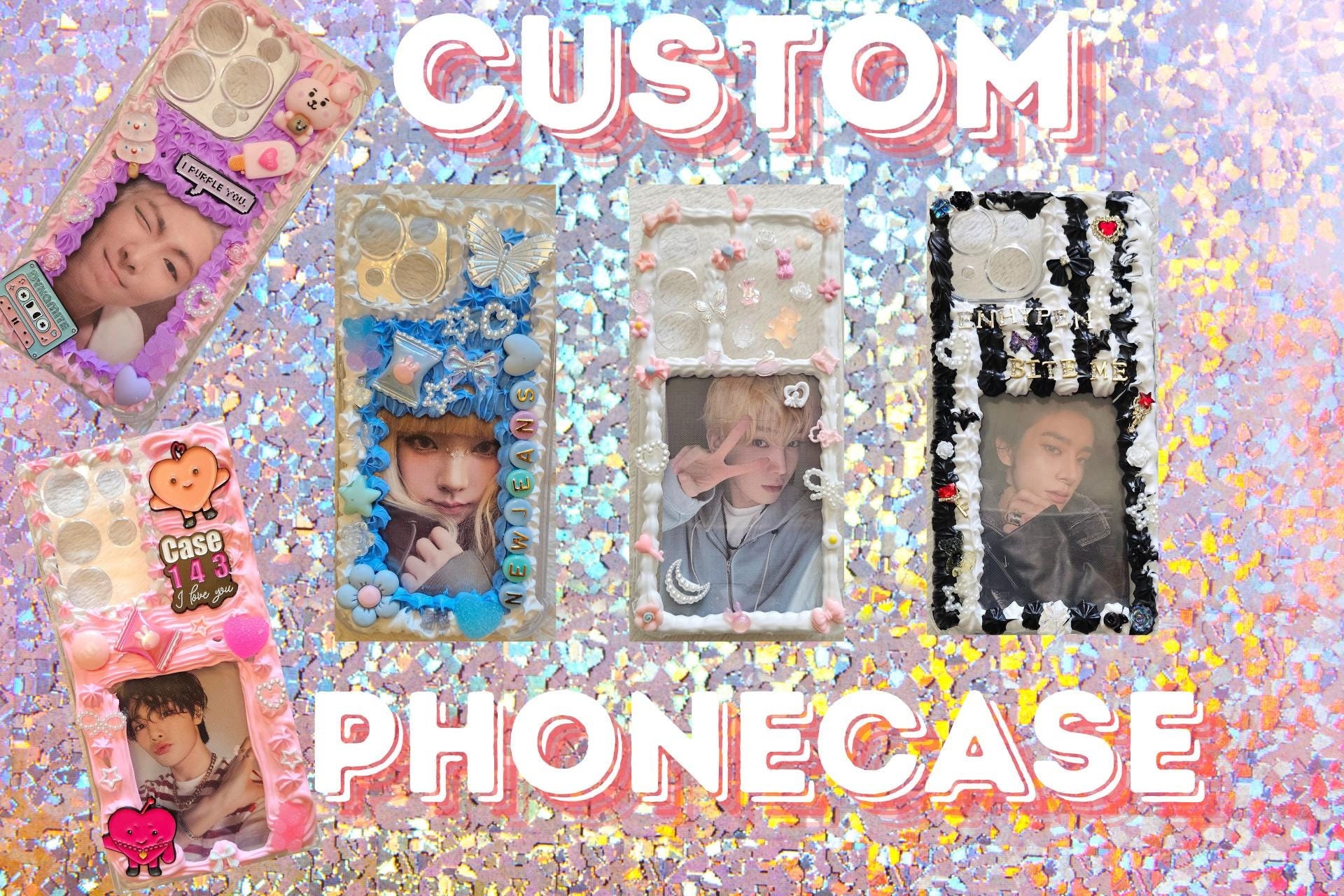 Custom Decoden Decorated Phonecases KPOP Photocard holding cases