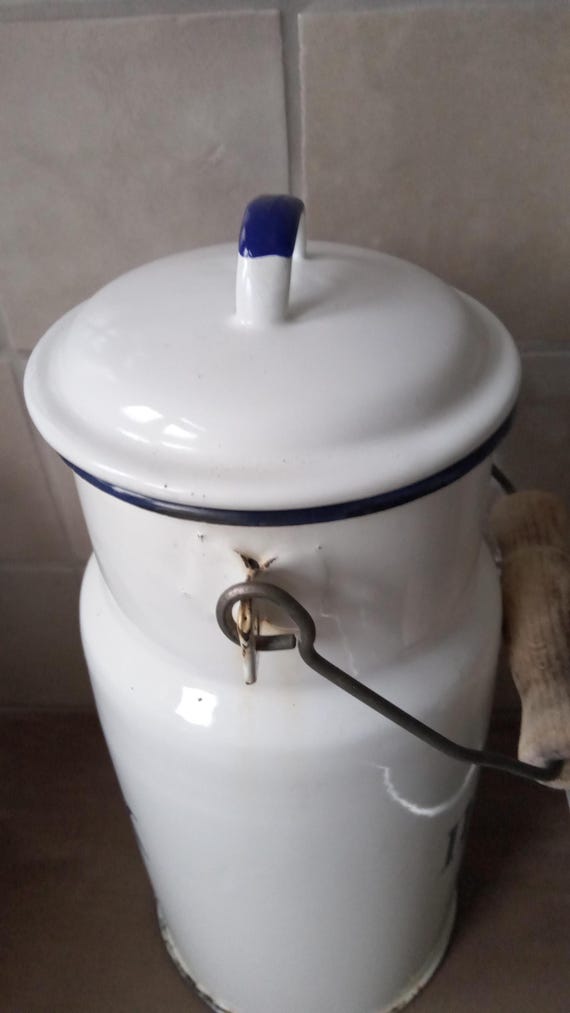 Enamel Milk Jug With Handle in White/blue. - Etsy Ireland