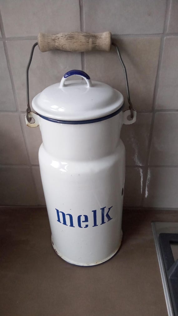 Enamel Milk Jug With Handle in White/blue. - Etsy Ireland