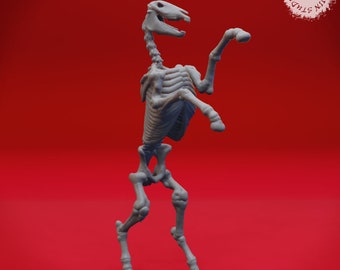 May include: A gray horse skeleton figurine posed against a red background. The horse skeleton is standing on its hind legs with its front legs raised. The image includes the text "YASASHIIKYOJINSTUDIO" in the bottom left and top right corners.