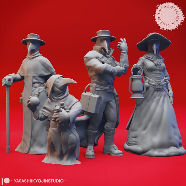 Plague Doctors - Yasashii Kyojin Studio - Resin Printed Miniatures for Tabletop Gaming, Dungeons and Dragons, Pathfinder, and other RPG's