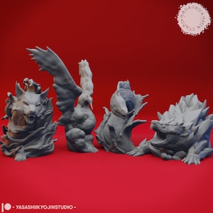 Elementals - Earth, Air, Fire, Water - - Yasashii Kyojin Studio - Resin Printed Mini for Tabletop Gaming, Dungeons and Dragons, other RPG&#39;s