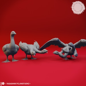 Goose and Goose Hydra -  Yasashii Kyojin Studio - Resin Printed Mini for Tabletop Gaming, Dungeons and Dragons, Pathfinder, and other RPG's
