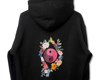 Floral Yin Yang Printed Hoodie
