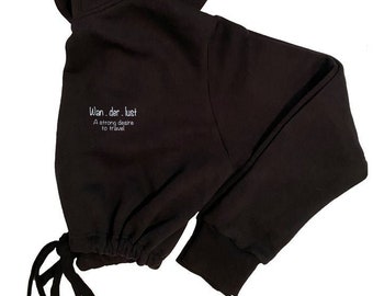 Wanderlust Cropped Hoodie with Adjustable Waist