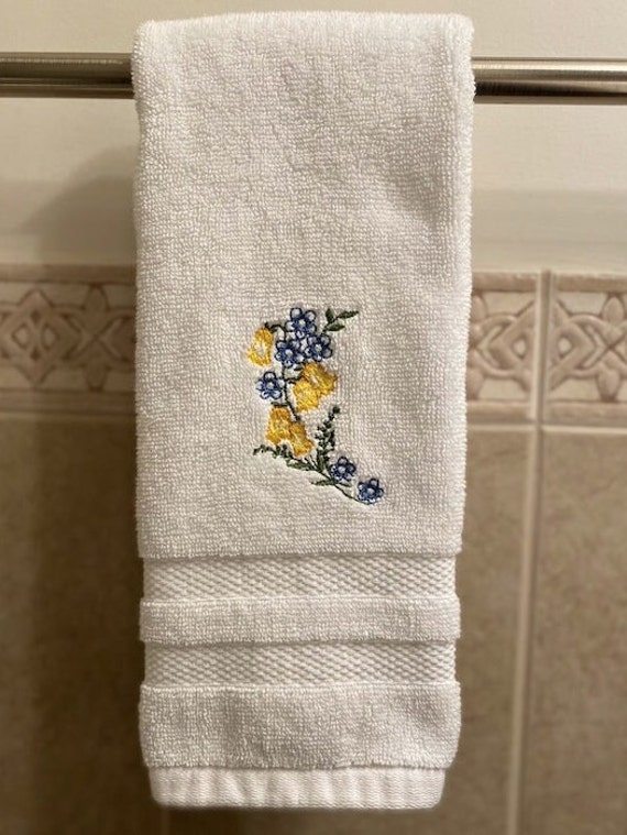 100% Cotton Embroidered Portuguese Themed Decorative Terry Cloth Kitchen Hand Towel, Set of 4