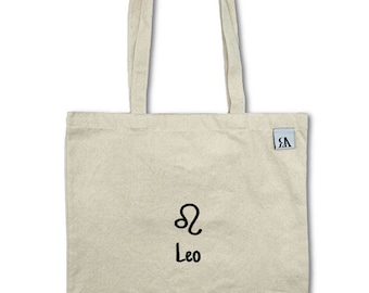 Embroidered Leo Zodiac / Astrology  Cotton Tote Bag
