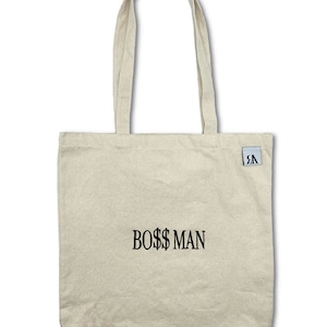 Embroidered BOSS MAN Cotton Tote Bag
