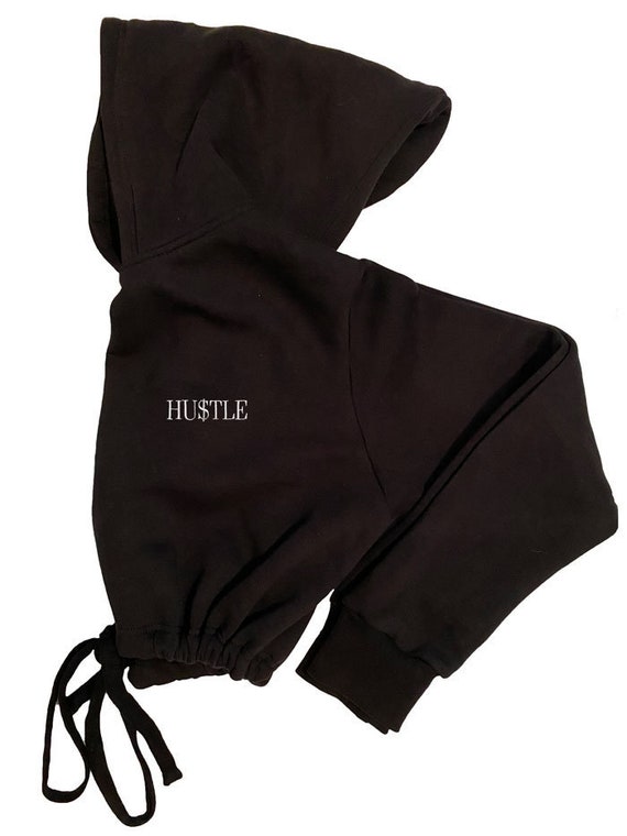 HUSTLE Cropped Hoodie With Adjustable Waist Etsy