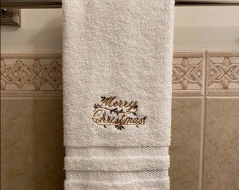 Holiday / Winter / Christmas Themed Embroidered Hand / Bathroom Towels