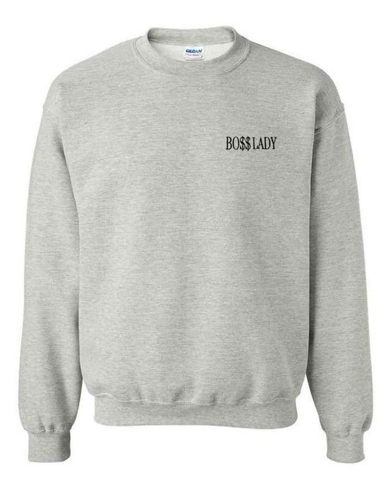 BOSS LADY クルーネック - グレー - Etsy 日本 BOSS グレー クルーネック トレーナー