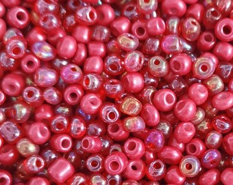 MIX * Ø 4 mm * Rocailles * 50 g (80,00 EUR/Kilo) * Glasperlen * Perlenmischung * Bastelmix * 6/0 * dark ruby red transparent