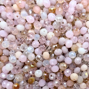 150 pcs. Crystal beads MIX Ø 6 x 4 mm cut glass beads faceted colorful craft mix white transparent pink 0.039 EUR/piece image 1