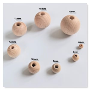 Holz Perlen • Buche oder Hainbuche • Natur unbehandelt • Größen: Ø 4 mm - Ø 35 mm • DIY Makramee • Basteln aller Art • Schmuck