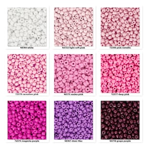 Ø 3 mm * Rocailles * 25 g (80,00 EUR/chilo) * Perle di vetro * 8/0 * bianco * rosa tenue * azalea * intenso * magenta * lilla trasparente * viola uva