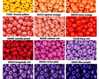 Ø 4 mm * Rocailles * 25 g (80,00 EUR/Kilo) * Glasperlen * 6/0 * NEUE FARBEN * yellow * orange * peach * red * pink * lila * purple * blue