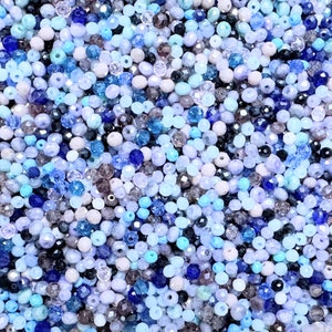 200 pezzi perline di cristallo MIX * Ø 4x3/3 x 2 mm * perline di vetro * sfaccettate * mix fai da te * viola-azzurro-blu-nero * (0,029 EUR/pezzo)
