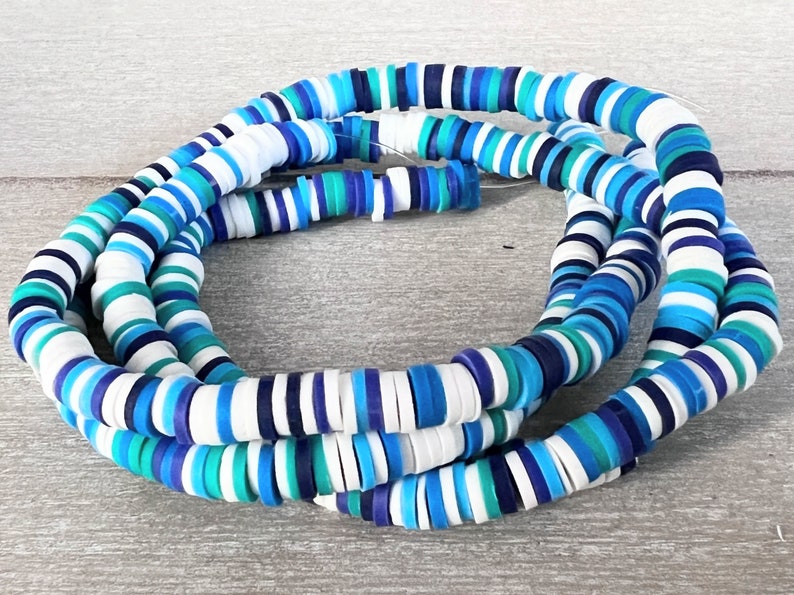 Katsuki beads Heishi beads Polymer clay Ø 6 mm strand approx. 40 cm approx. 360 discs approx. 0.006 EUR/piece 1 strand 700417 Mix blau-grün