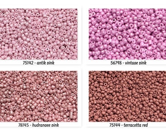 Ø 2 mm * Rocailles * 25 g (80,00 EUR/Kilo)  * Glasperlen * 12/0 * hydrangee pink * vintage pink * terracotta red * antik pink