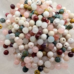 Edelstein Perlen Mix Ø 4 mm Chalcedon Achat Quarze Natursteine Marmor Calcit 50/100/200 Stück wählbar Bild 1