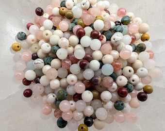 Gemstone Bead Mix • Ø 4 mm • Chalcedony • Agate • Quartz • Natural Stones • Marble • Calcite • 50/100/200 pieces • Item No. BT005