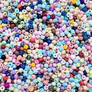 Mix * Ø 4 mm * Rocailles * over 70 colors in the mix * 6/0 * 25 g * 50 g * 100 g * (80.00 EUR/kilo)