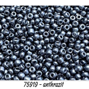 Ø 2 mm • Rocailles 12/0 • Perle di vetro • 25 g • circa 800 pezzi • antracite • (80,00 EUR/chilo) • Codice articolo: 75919