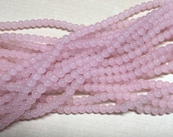 Perles de verre * Ø 6 mm * 200 pièces (0,02 EUR/pièce) * brillantes * rose brumeuse