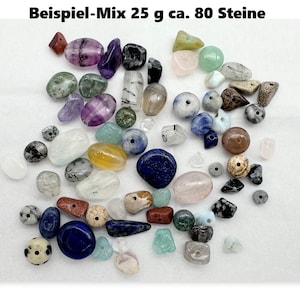 Mélange de grandes perles de pierres précieuses environ 60 pierres différentes chips 25 g/50 g/100 g/200 g quartz pierre naturelle jaspe améthyste calcite et bien plus encore. 25 g - 80 Steine