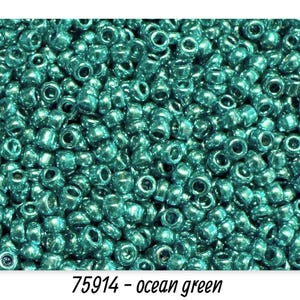 Ø 2 mm • Rocailles 12/0 • Perle di vetro • 25 g • circa 800 pezzi • verde oceano • (80,00 EUR/chilo) • Codice articolo: 75914