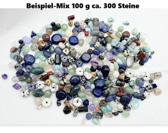 Großer Edelstein Perlen Mix * ca. 60 verschiedene Steine * Chips * 25g/50g/100g/200g * Quarze * Naturstein * Jaspis * Amethyst * Calcit uvm.