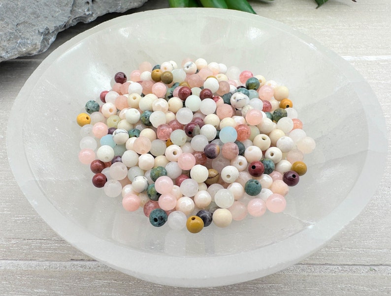 Gemstone beads mix Ø 4 mm Chalcedony Agate Quartz Natural stones Marble Calcite 50/100/200 pieces selectable image 3