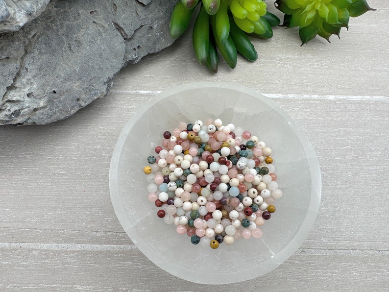 Gemstone beads mix Ø 4 mm Chalcedony Agate Quartz Natural stones Marble Calcite 50/100/200 pieces selectable image 4