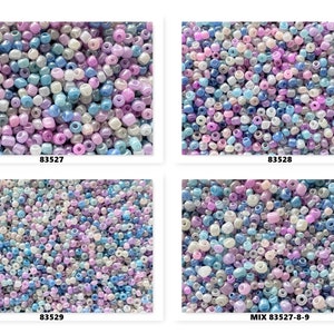 Rocailles * COLORFAST * Ø 4/3/2 mm * 25 g (90,00 EUR/chilo) * Perle di vetro * 6/0 8/0 12/0* tinte in massa * multicolore pastello lucido