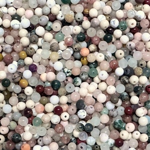 Edelstein Perlen Mix Ø 4 mm Chalcedon Achat Quarze Natursteine Marmor Calcit 50/100/200 Stück wählbar Bild 2