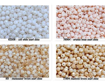 100 pièces (0,039 EUR/pièce) * perles de cristal * 6 x 4 mm * perles de verre taillées * rondelle * facettée * blanc * beige * champagne * marron