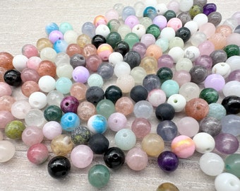 Edelstein Perlen Mix * Ø 6 mm * 50/100/200 Stück * Sonnenstein * Jade * Rosenquarz * Achat * Citrin * Amethyst * Aventurin * Jaspis * Quarze