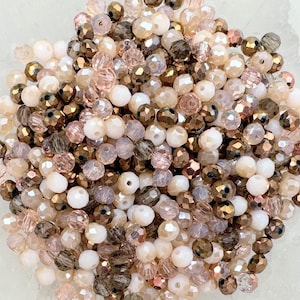 200 pezzi Perline di cristallo MIX * Ø 4 x 3 mm * Perline di vetro * sfaccettate * mix colorato per bricolage * toni marroni * (0,029 EUR/pz.) * MIX004GS