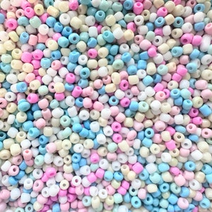 MIX * Ø 4 mm * Rocailles * 50 g (80.00 EUR/kilo) * Glass beads * Pearl mix * Craft mix * 6/0 * Pastel colors * Spring mix