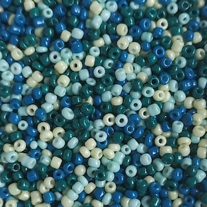 MIX * Ø 2 mm * Rocailles * 50 g (80,00 EUR/chilo) * Mix artigianale * 12/0 * giallo lime * blu petrolio * verde pino * turchese menta