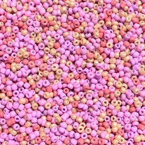 MIX * Ø 2 mm * Rocailles * 50 g (80,00 EUR/chilo) * 12/0 * arancio pesca * rosa salmone * rosa caramella * rosa intenso * rosa orchidea * MIX042.1