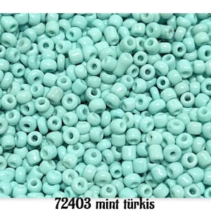 Ø 2 mm • Rocailles 12/0 • Perle di vetro • 25 g • circa 800 pezzi • turchese menta • (80,00 EUR/chilo) • Codice articolo: 72403