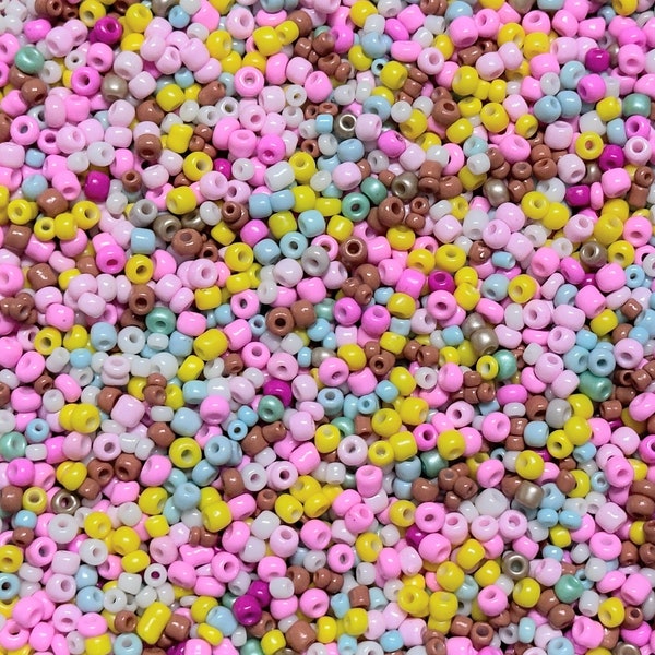 MIX * Ø 2mm * Rocailles * 50 g (80,00 EUR/Kilo) * Bastelmix * 12/0 * weiß * gelb * rosa * pink * türkis * braun