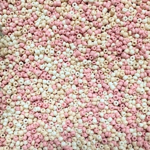 MIX * Ø 2 mm * Rocailles * 50 g (80,00 EUR/chilo) * Mix artigianale * 12/0 * rosa corallo * bianco vaniglia * beige latte * MIX041.1